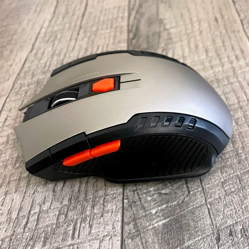 2.4GHz Wireless 6D Gaming Mouse Silver Black Orange Optical with‎ USB Receiver